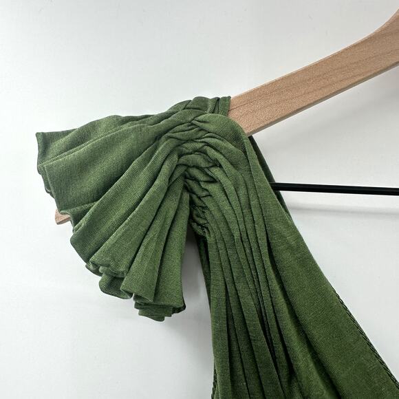 Leon Max Grecian Lightweight Silk Wool Blend Mini Dress in Green Size XS (flaw) - Picture 5 of 10